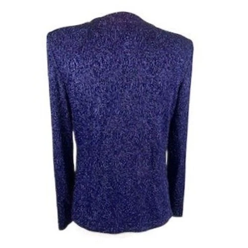 Alex Evenings Purple Sparkle Cardigan Cocktail Jacket Topper Size 8P Petite - Image 3