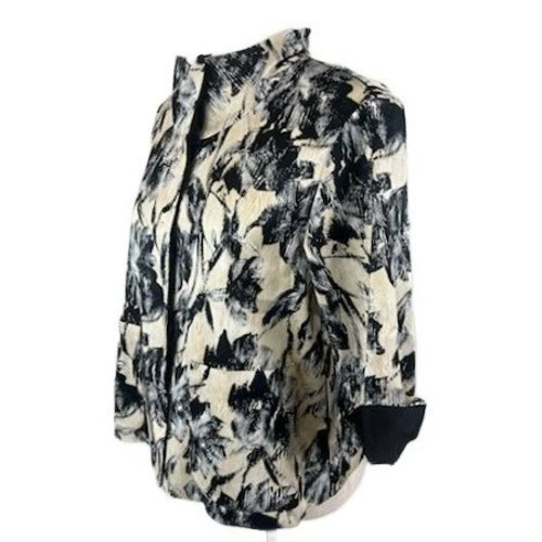 Lafayette 148 New York Romantic Blue Blk Floral Print Jacket Blouse Size Small P - Image 2