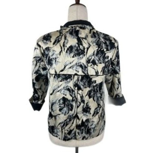 Lafayette 148 New York Romantic Blue Blk Floral Print Jacket Blouse Size Small P - Image 3