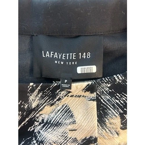 Lafayette 148 New York Romantic Blue Blk Floral Print Jacket Blouse Size Small P - Image 4