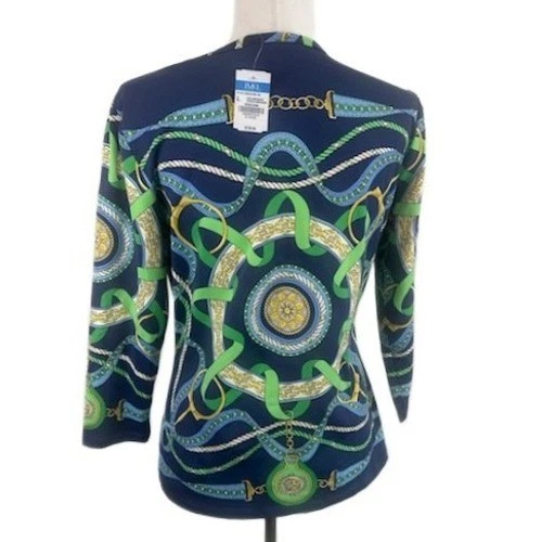 New J.McLaughlin Signature Tee 3/4 Sleeve Nautical Print Top Size Large $178 - Image 3