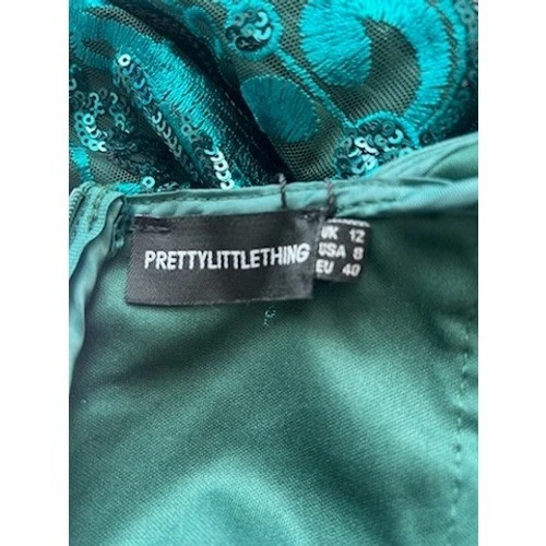 New PrettyLittleThing Mini Dress Emerald Green Sequin Lace Party Cocktail 8 - Image 4