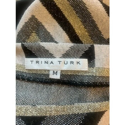 Trina Turk Geometric Chevron Metallic Long Sleeve Sweater Size Medium - Image 4