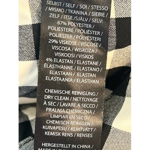 Milly Tie Front Button Shirt Black White Gingham Plaid Checkered Size Medium - Image 5