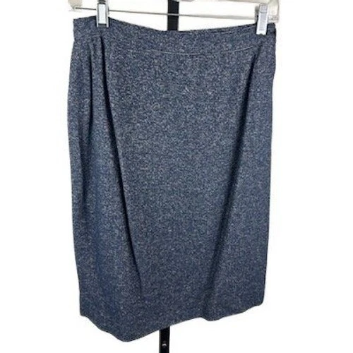 Genny Italy Wool Blend Blazer Skirt Suit Set Blue Gray Career Women's Size 8 - Image 2