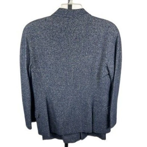 Genny Italy Wool Blend Blazer Skirt Suit Set Blue Gray Career Women's Size 8 - Image 3