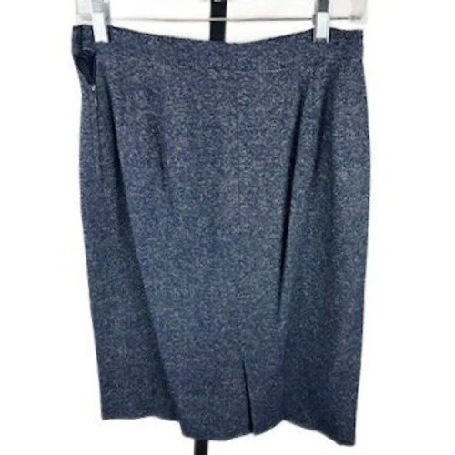 Genny Italy Wool Blend Blazer Skirt Suit Set Blue Gray Career Women's Size 8 - Image 4