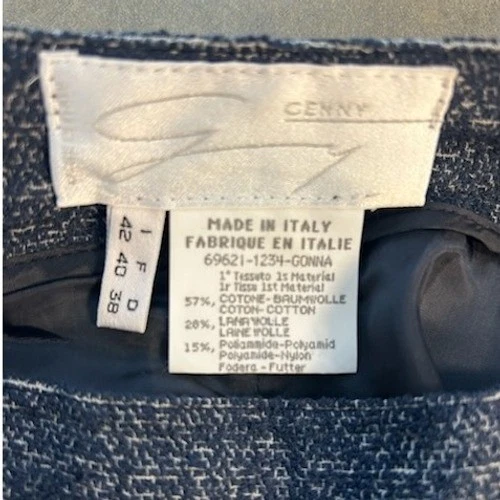 Genny Italy Wool Blend Blazer Skirt Suit Set Blue Gray Career Women's Size 8 - Image 6