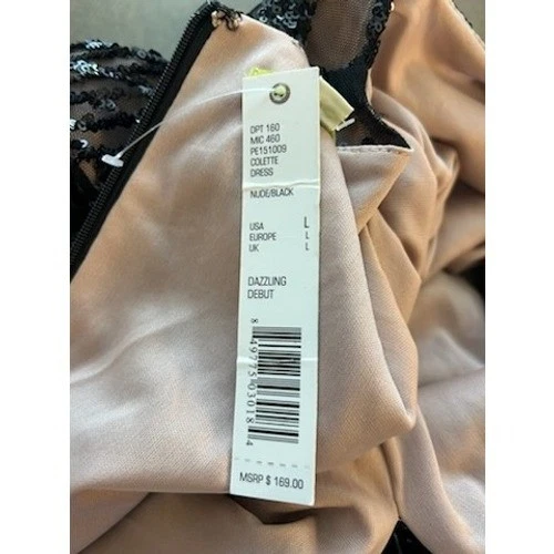 Gianni Bini Women's Black Nude Sequin Embellished Long Sleeve Dress Size Large - Image 5