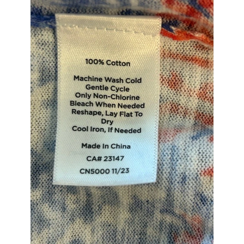 Talbots Coral Reef Print Cotton Sweater Red White Blue Women's Size Medium - Image 5