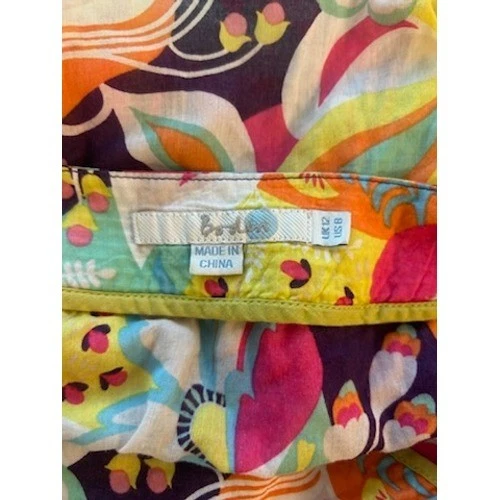 Boden Tunic Top Blouse Floral Print Colorful Beaded Neckline 3/4 Sleeve Size 8 - Image 4
