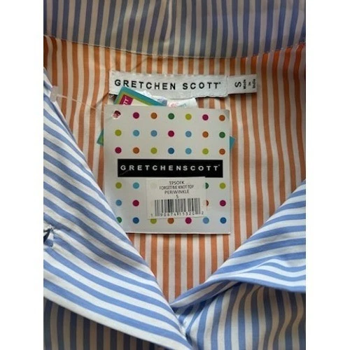 New Gretchen Scott Periwinkle Blue Stripe Forget Me Knot Top Blouse Size Small - Image 5