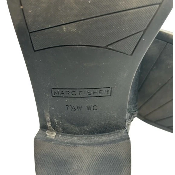 Marc Fisher Studded Riding Boots Leather Knee High Black Size 7.5W Wide Calf - Image 6