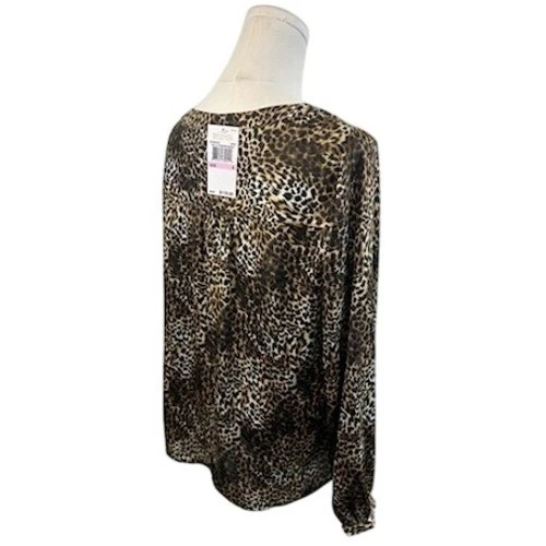 Michael Kors Toffee Leopard Print Long Sleeve Blouse Top Size 6 - Image 3