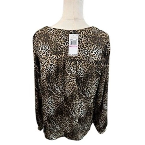 Michael Kors Toffee Leopard Print Long Sleeve Blouse Top Size 6 - Image 4