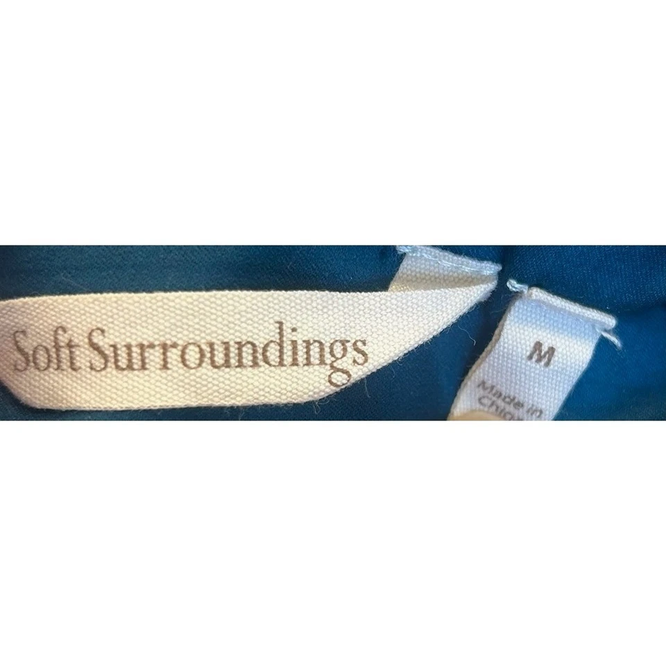 Soft Surroundings Velvet Tunic Top Button Front Long Sleeve Teal Size Medium - Image 4