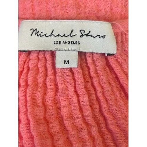 Michael Stars Gauze Tunic Dress V-Neck Bell Sleeve Coral Pink Pink Size Medium - Image 7