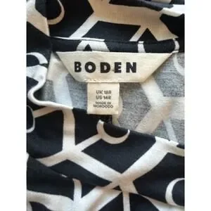 Boden Maxi Dress Black White Geometric Sleeveless Career Casual US Size 14R - Image 5