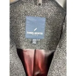 Daniel Hechter Paris Mens Gray Wool Blend Overcoat Classic Coat Size 42L - Image 3