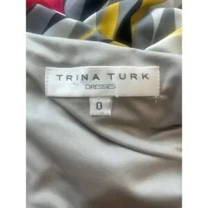 Trina Turk Dress Multicolor Wavy Stripe Print V-Neck 3/4 Sleeve Size 0 - Image 4