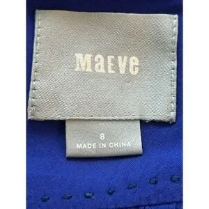 Maeve Anthropologie Blue Eyelet Embroidered 3/4 Sleeve Blouse Top Size 8 - Image 3