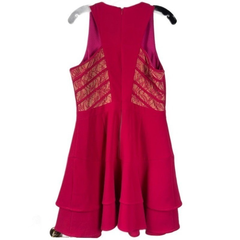 New Adelyn Rae Dress Women's Size Large Pink Sleeveless Ruffle Tiered Skirt - Image 4