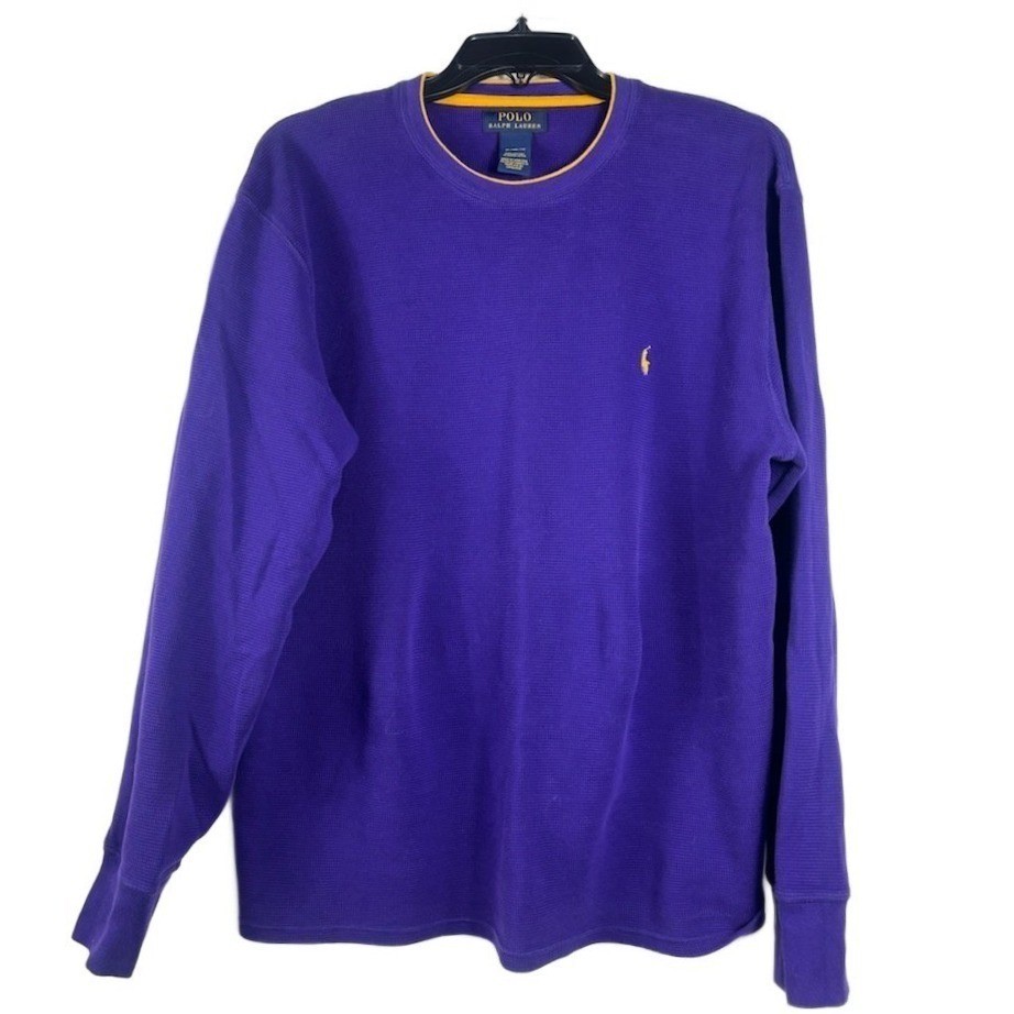 Polo Ralph Lauren Top Women's Size XL Purple Waffle Knit Long Sleeve Shirt