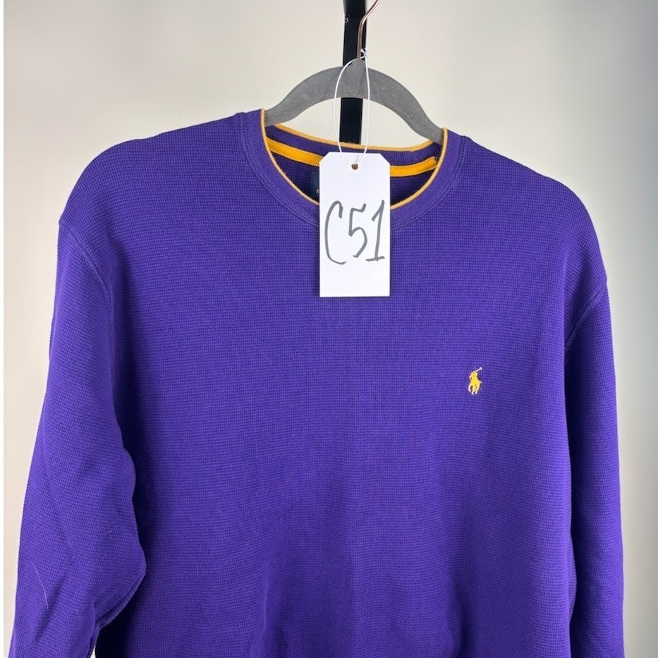 Polo Ralph Lauren Top Women's Size XL Purple Waffle Knit Long Sleeve Shirt - Image 2