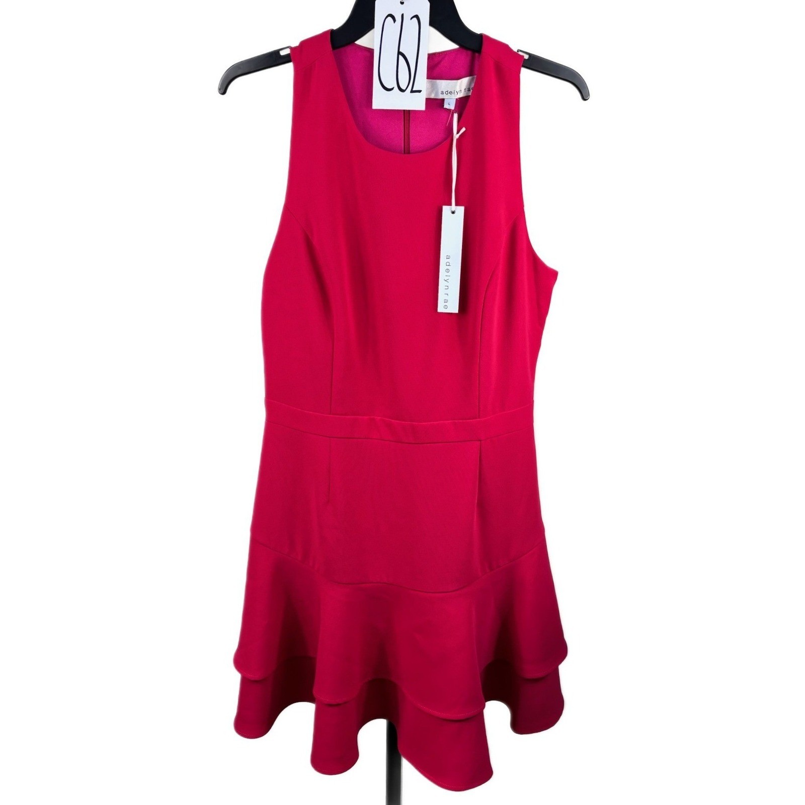 New Adelyn Rae Dress Women's Size Large Pink Sleeveless Ruffle Tiered Skirt - Image 2