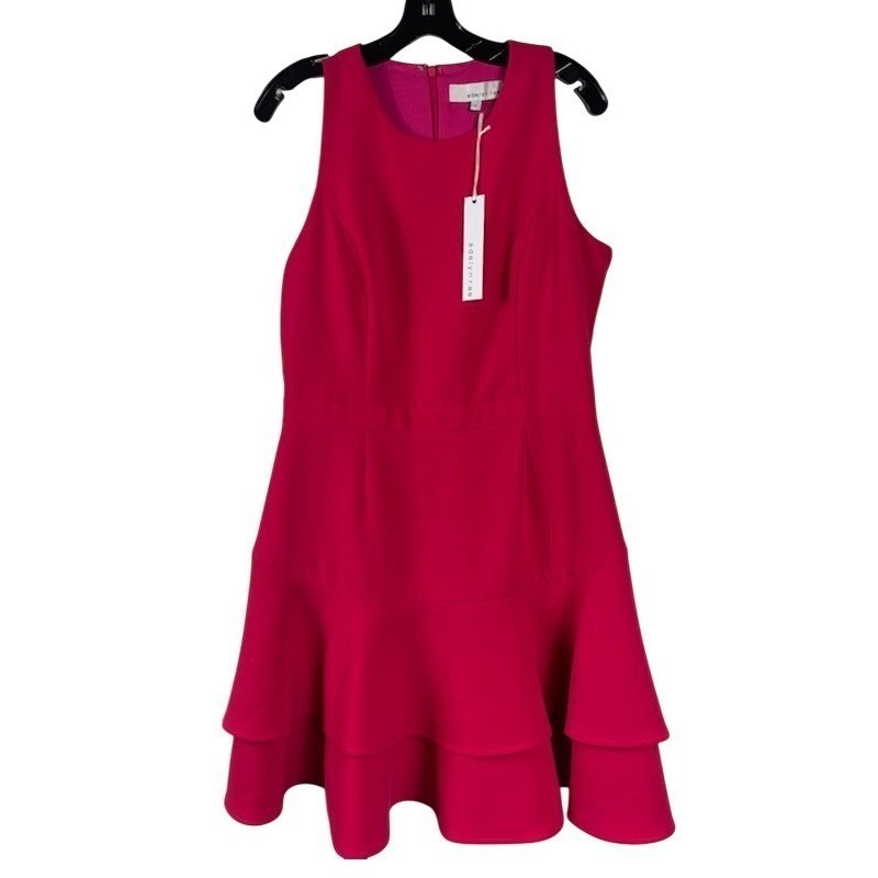 New Adelyn Rae Dress Women's Size Large Pink Sleeveless Ruffle Tiered Skirt