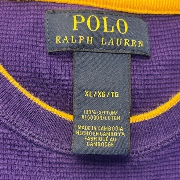 Polo Ralph Lauren Top Women's Size XL Purple Waffle Knit Long Sleeve Shirt - Image 4