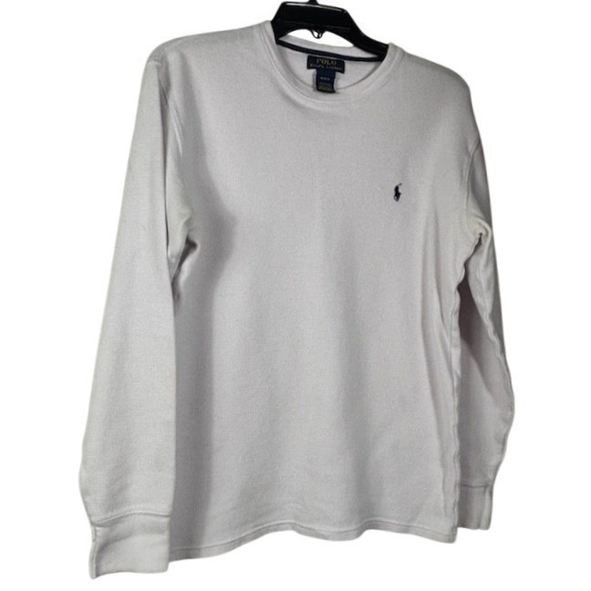 Polo Ralph Lauren Women's Size Medium White Waffle Knit Long Sleeve Shirt Top - Image 2