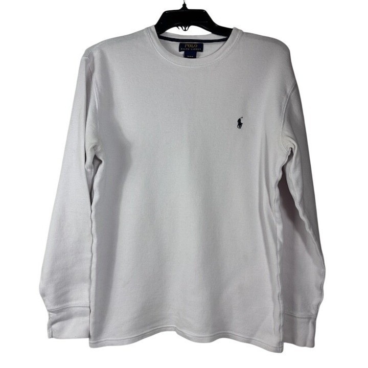 Polo Ralph Lauren Women's Size Medium White Waffle Knit Long Sleeve Shirt Top