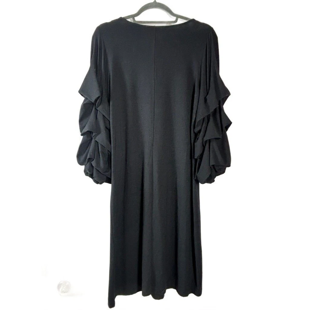 Lilly Pulitzer Dress Women's Size Large Black Ruffle Bell Sleeve Shift - Image 2