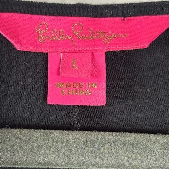 Lilly Pulitzer Dress Women's Size Large Black Ruffle Bell Sleeve Shift - Image 4