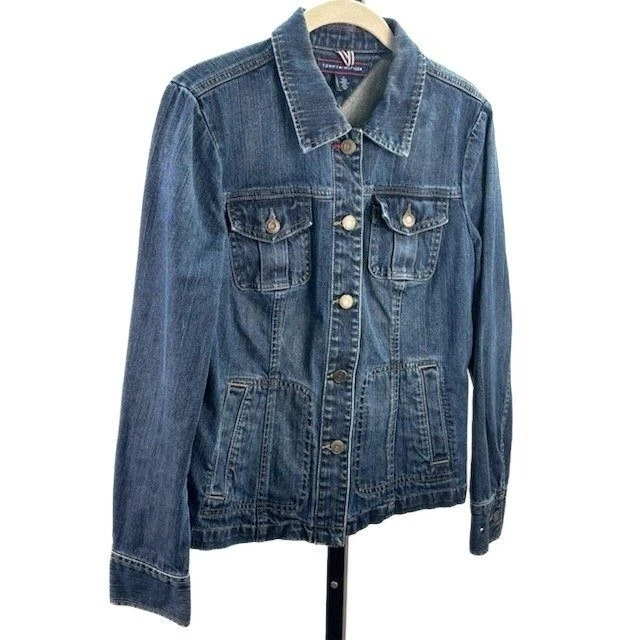 Tommy Hilfiger Women's Size Medium Blue Jean Classic Fit Denim Jacket Coat - Image 2