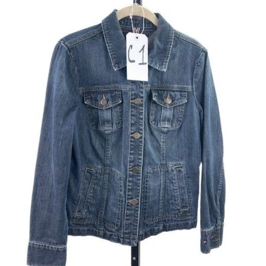 Tommy Hilfiger Women's Size Medium Blue Jean Classic Fit Denim Jacket Coat - Image 6