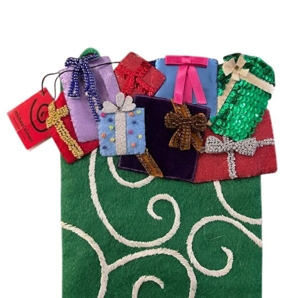 Vintage New Michael Simon Holly Presents Holiday Christmas Stocking Full Size - Image 3