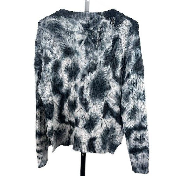 Pilcro Anthropologie Sweater Women's Size Large Tie Dye Cotton Cable Knit V Neck - Image 2