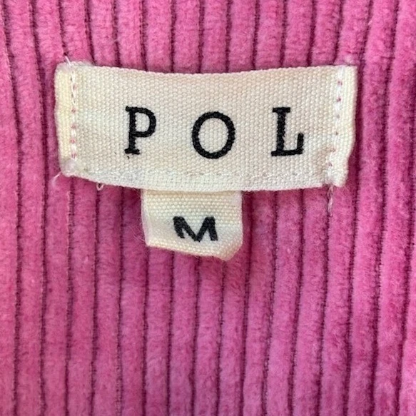 POL Anthropologie Women's Medium Pink Corduroy Cropped Jacket Raw Hem Distressed - Image 3