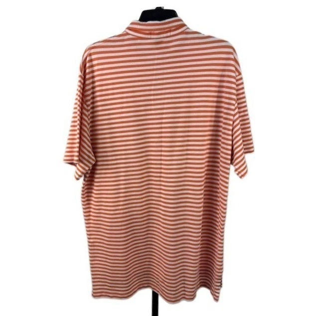 Polo Ralph Lauren Men's Size XL Orange Striped Short Sleeve Cotton Polo Shirt - Image 3