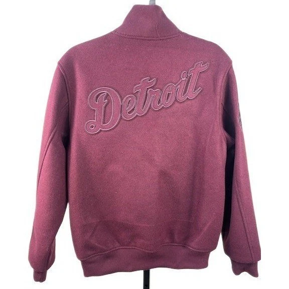 Pro Standard Detroit Tigers Men's Size Small Burgundy Wool Blend Varsity Jacket - Image 3