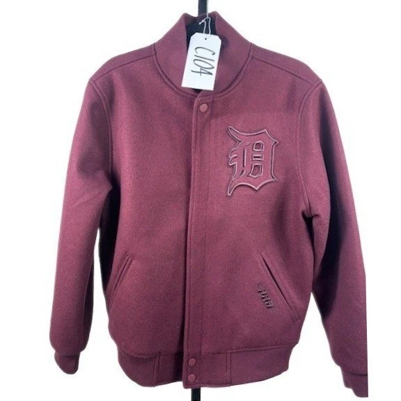 Pro Standard Detroit Tigers Men's Size Small Burgundy Wool Blend Varsity Jacket - Image 8