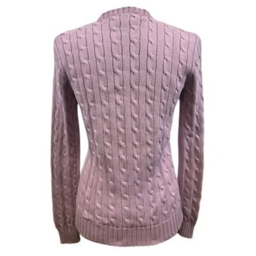Ralph Lauren Sweater Women's Size Medium Pink Cable Knit Crew Neck Long Sleeve - Image 3
