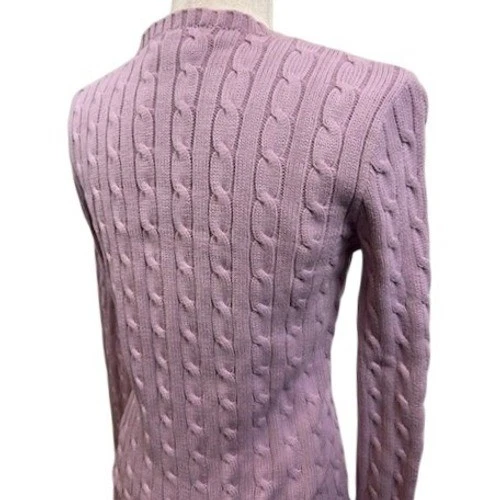 Ralph Lauren Sweater Women's Size Medium Pink Cable Knit Crew Neck Long Sleeve - Image 4