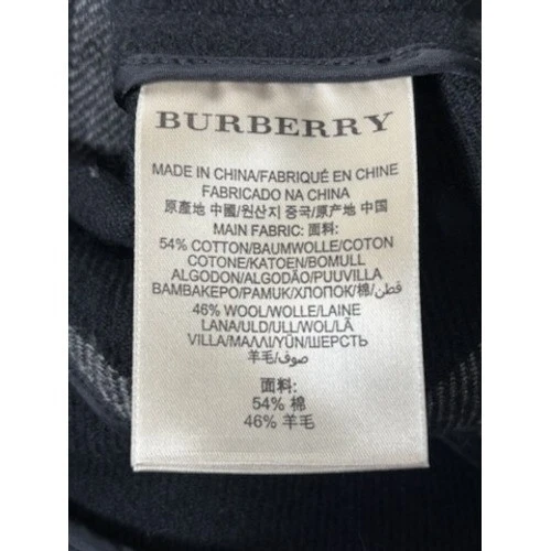 Burberry Brit Women Size 8 Black Grey Plaid Wool Blend Double Breasted Pea Coat - Image 8