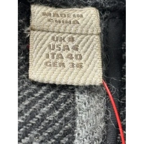 Burberry Brit Women Size 8 Black Grey Plaid Wool Blend Double Breasted Pea Coat - Image 9