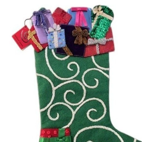Vintage New Michael Simon Holly Presents Holiday Christmas Stocking Full Size - Image 2