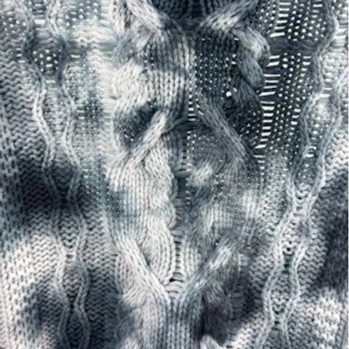 Pilcro Anthropologie Sweater Women's Size Large Tie Dye Cotton Cable Knit V Neck - Image 4