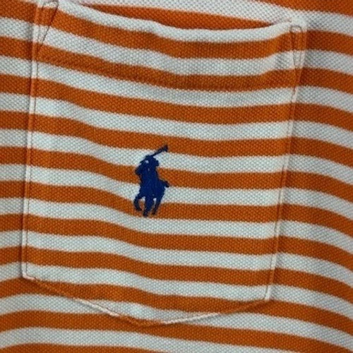 Polo Ralph Lauren Men's Size XL Orange Striped Short Sleeve Cotton Polo Shirt - Image 4